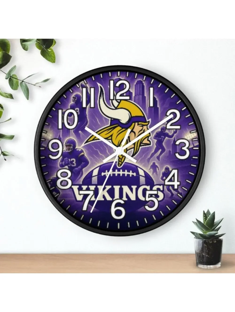 MINNESOTA VIKINGS Glow In The Dark Wall Clock New!